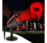 Lámpara de proyección LED impermeable con esqueleto rojo 3D, resistente al agua, cara de diablo, Halloween, luces decorativas para jardín, ventana, pared, patio, fiesta