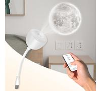 Lámpara De Proyección Lunar LED Lampara Luna Con Control Remoto Y USB 3 Modos De Iluminación 3 Ajustes De Tiempo 10 Niveles De Atenuación Adecuado Para La Decoración Del Dormitorio Y La Sala De Estar