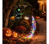 Lámpara de proyección solar impermeable para caldero de brujas de Halloween | Adorno de jardín con proyector para entusiastas de Halloween, iluminación iluminada de estaca para césped, porche, patio