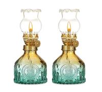 Lámpara de queroseno de vidrio para interiores, 2 lámparas de aceite de vidrio, lámpara de aceite de petróleo vintage, lámparas clásicas de queroseno con llama ajustable, lámpara de petróleo retro