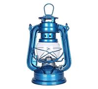 Lámpara de queroseno, lámparas de aceite clásicas de metal vintage, lámpara decorativa transparente de huracán con mecha de fuego ajustable para interiores del hogar (azul)