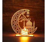 Lampara de Ramadan, Madera de Eid Mubarak Decoración, Mubarak Ramadan Luces LED Eid Lámparas de Mesa, Decoración de Ramadán, Luz Nocturna para Musulman Islam Eid, para Casa Jardín Boda Decoración