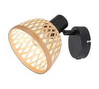 Lámpara de ratán,ind.spot.E14 1xMAX15W,negro - lámpara de pared