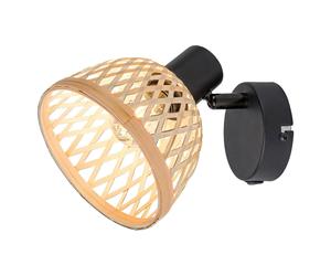 Lámpara de ratán,ind.spot.E14 1xMAX15W,negro - lámpara de pared