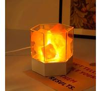 Lámpara de Sal de Roca LED, Lámpara de Noche de Cristal Hecha a Mano, Lámpara de Mesa Pequeña, Adecuada para Sala de Yoga, Meditación, Dormitorio, Decoración de Sala de Estar Warm light