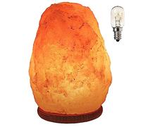 Lampara De Sal Del Himalaya C/ Base De Madera, (4 a 6 KG) 100% Natural. Lampara Echa A Mano Artesanalmente. Lista Para Usar Con Su Lampara, Interruptor Y Cable. (Enchufe EU). Piedra De 5 Tamaños