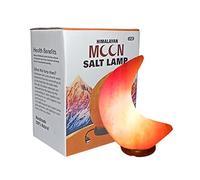Lámpara de sal del Himalaya forma de luna USB, luz de cristal de roca rosa, calidad natural, hecha a mano, viene con base de madera