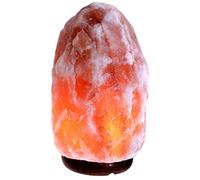 Lámpara de sal rosa del Himalaya original 3 kg, 100% Natural, base de madera de Madeira, 1 bombilla LED con enchufe europeo conforme a las normas CE