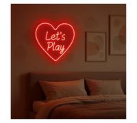 Lámpara de señalización Letrero De Neón Let's Play, Ideal Para Decorar Tu Dormitorio, Con Luz Regulable De 38cm(Segundo)