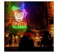 Lámpara de señalización Letrero De Neón Party Till Death, Ideal Para Decorar Paredes De Casas, Bares, Festivales, Fiestas, Etc., Con Luz Regulable De 45cmx65cm(Segundo)