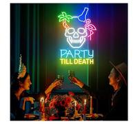 Lámpara de señalización Letrero De Neón Party Till Death, Ideal Para Decorar Paredes De Casas, Bares, Festivales, Fiestas, Etc., Con Luz Regulable De 45cmx65cm(UN)