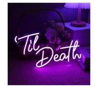 Lámpara de señalización Letrero De Neón Til Death Con Luz LED Regulable Para El Hogar, Dormitorio, Bar, Pub, Boda, Cumpleaños, Fiesta, Decoración, 43cmx23.5cm(UN)