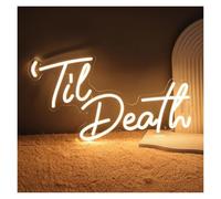 Lámpara de señalización Letrero De Neón Til Death Con Luz LED Regulable Para El Hogar, Dormitorio, Bar, Pub, Boda, Cumpleaños, Fiesta, Decoración, 43cmx23.5cm(C)