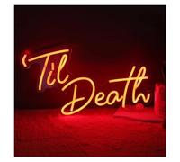 Lámpara de señalización Letrero De Neón Til Death Con Luz LED Regulable Para El Hogar, Dormitorio, Bar, Pub, Boda, Cumpleaños, Fiesta, Decoración, 43cmx23.5cm(Segundo)