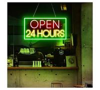 Lámpara de señalización Luces De Neón Open 24 Hours Regulables, Ideales Para Decorar Bares, Restaurantes Y Pubs 23cmx43cm(C)