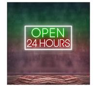 Lámpara de señalización Luces De Neón Open 24 Hours Regulables, Ideales Para Decorar Bares, Restaurantes Y Pubs 23cmx43cm(UN)