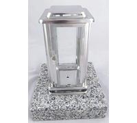 Lámpara de sepulcro Designgrab Royal, de acero inoxidable, con base de granito de Silesia, Tarn, Striegau, Dornberg, de Clair Du Tarn, lámpara de decorativa para tumba, luz de cementerio