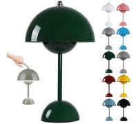 Lámpara De Seta LED Recargable, Lámpara De Mesa Inalámbrica Para Maceta Lámpara De Mesa Regulable Táctil Con 3 Modos De Brillo Lámpara De Noche Lámparas De Setas Lámpara De Escritori ,Dark Green