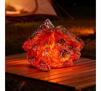 Lámpara de simulación de carbón vegetal, lámpara de llama de simulación 3D, lámpara de llama de carbón vegetal de resina, 140 x 120 x 95 mm, funciona con pilas de carbón vegetal, lámpara LED para