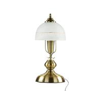 Lámpara de sobremesa Art Nouveau en vidrio de alabastro blanco bronceado E14 con interruptor de cable sobremesa sobremesa dormitorio, con conmutador de cable