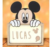 Lámpara de sobremesa infantil Mickey Mouse (0,5 W, L x An x Al: 5 x 12,5 x 17 cm, Marrón y Negro, Luz nocturna, Mickey Mouse)