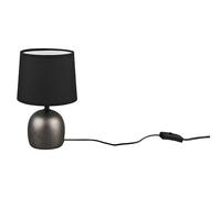 Lámpara de sobremesa redonda Malu (40 W, Ø x Al: 16 cm x 26 mm, Níquel antiguo, Negro, E14)