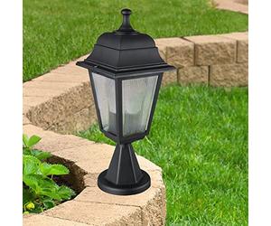 Lámpara de Sobremuro de Exterior Baliza para Jardín Terazza Garaje Aspecto de Linterna 1xE27 IP44 Plástico 38 x 15 cm Negro
