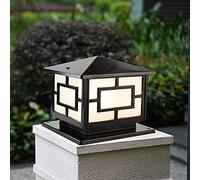 Lámpara de Sobremuro Exteriores Aluminio Luces de Pedestal Moderno Lámpara de Exterio Lámpara de Jardín IP44 Impermeable Cuadrad Lámpara de Pie Exterior E27 Patio Terraza Caminos, Negro,dorado