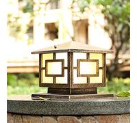 Lámpara de Sobremuro Exteriores Aluminio Luces de Pedestal Moderno Lámpara de Exterio Lámpara de Jardín IP44 Impermeable Cuadrad Lámpara de Pie Exterior E27 Patio Terraza Caminos, Negro,dorado