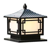 Lámpara de Sobremuro Moderna para Exteriores - Pedestal de Aluminio IP44 Impermeable Cuadrada con Pie E27 para Jardín, Patio, Terraza y Caminos, Negro/Dorado