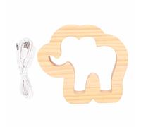 Lámpara de tallado de madera elefante Romántica Luz cálida USB Pine dormitorio sala de estar