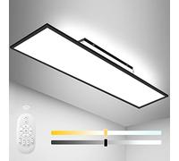 Lámpara de Techo 120x30cm con Mando a Distancia, Plafón LED con Luz Trasera, Luz de Techo 55W Regulable (Blanco Cálido/Natural/Frío), Panel LED Rectángulo para Oficina, Garaje, Salón