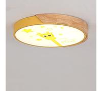 Lámpara de techo 18W niños madera Luces de techo LED Moderno redondo Lámpara de dormitorio acrílico Plafón Techo Luz blanca 6000K corredor Balcón sala entrada Ø30cm,Amarillo