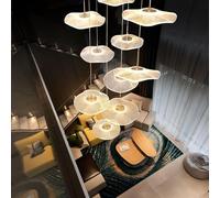 Lámpara de Techo Alta Regulable, Moderna, Dorada, con Forma de Hoja de Loto, Colgante, de Lujo, Lineal, LED, Adecuada para vestíbulo, Entrada, Escalera, Villa, Sala de Estar.