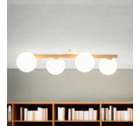 Lámpara De Techo Antideslumbrante Para Comedor 65 Cm 4 Fuegos Blanca Pino Esfera