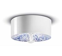 Lámpara De Techo Blanca Azul Cerámica Ø 25 Cm Redonda Retro E27 Hecha A Mano