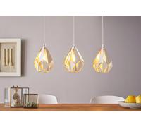 Lámpara de techo colgante de acero blanca 80.5 cm de ancho carlton eglo 3 luces e27. altura máxima 110 cm