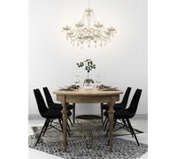 Eglo Lámpara colgante Basilano, candelabro vintage de 8 luces, estilo Shabby Chic, lámpara suspendida de acero y vidrio en cromo y cognac, lámpara para comedor y salón con casquillo E14