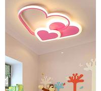 Lámpara de techo con forma de corazón recortada en 3D rosa, lámpara de techo con forma de corazón Led para habitación de niños, luz de techo para dormitorio, 45W, atenuación continua, 20,6''