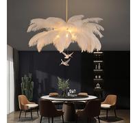 Lámpara de techo con plumas blancas para dormitorio, moderna lámpara colgante de 3 luces con forma de gota de lluvia, lámpara de plumas para habitación de niñas, sala de estar, comedor (31 pulgadas,