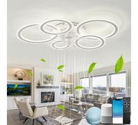 Lámpara de techo con ventilador, ventilador de 33,9 pulgadas y control remoto, función de memoria inteligente, funciona con Alexa y Google Assistant, silenciosa, negra, asistente de voz (Color: 2)