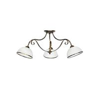 Lámpara de techo cristal metal latón blanco salón cocina A: 30 E27 3 luces casa de campo rústico plafón comedor ANTICA