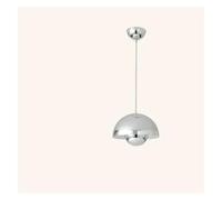 Lámpara de Techo, Danish Designer Flower Bud Mushroom LED Pendant Light Modern Minimalist for Living Room Bedroom Decor(Silvery,DIA23cm H16cm)