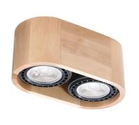 Lámpara De Techo De 2 Fuegos De Madera Pequeña GU10 L: 27 Cm H: 9 Cm Salón