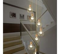 Lámpara de Techo de 7 Luces Estilo Industrial Retro para Escalera, Larga, Moderna, para Edificio Complejo, apartamento, Sala de Estar, Escalera de Caracol de Hierro Forjado, 40 x 2