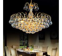 Lámpara De Techo De Altura Ajustable para Sala De Estar,Luminaria De Lámpara De Araña para El Hogar Brillante,Cuentas Cristalinas Modernas E14 Durante La Lámpara-Galvanoplastia Dorada 65 * 45cm