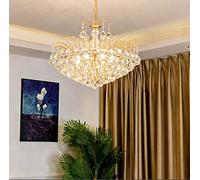 Lámpara De Techo De Altura Ajustable para Sala De Estar,Luminaria De Lámpara De Araña para El Hogar Brillante,Cuentas Cristalinas Modernas E14 Durante La Lámpara-Galvanoplastia Dorada 55 * 42cm