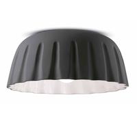 Lámpara De Techo De Cerámica Redonda Ø 40 Cm H: 17 Cm Hecha A Mano Gris Oscuro