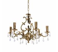 Lámpara De Techo De Cristal De Latón Ø 65 Cm 6 Fuegos E14 En Bronce Claro