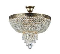 Lámpara De Techo De Cristal De Metal Ø 40 Cm Redonda En Oro Antiguo 5X E27